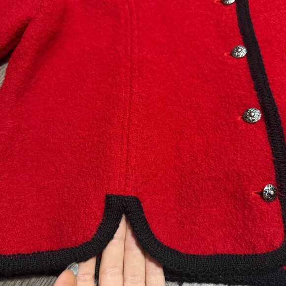 Vintage Tally-Ho Red Boiled Wool Cardigan – Size 12 - Picture 15 of 15